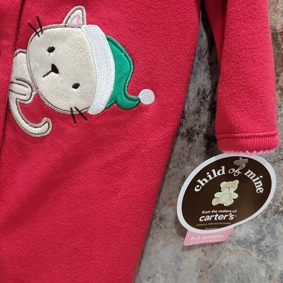 Child of Mine Carters Red Christmas Footed Sleeper My 1st Christmas 0-3 mos - Picture 8 of 10